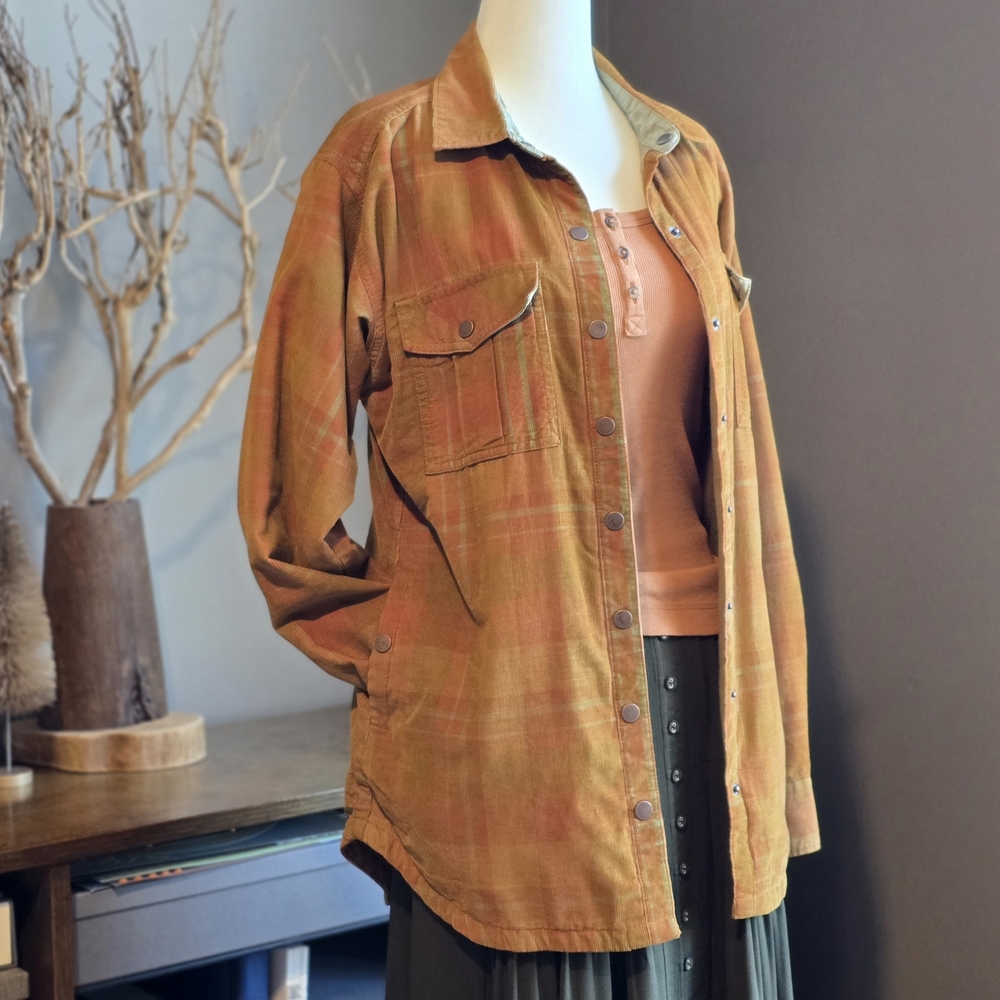 Prana Tan and Orange Shirt Size S